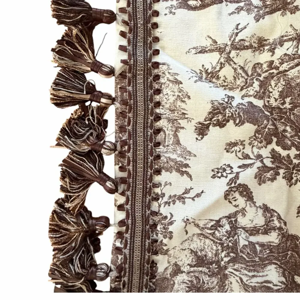 Vtg Laura Ashley House Party Toile Pinch Pleat Lined Curtains Panels 28x86 Brown